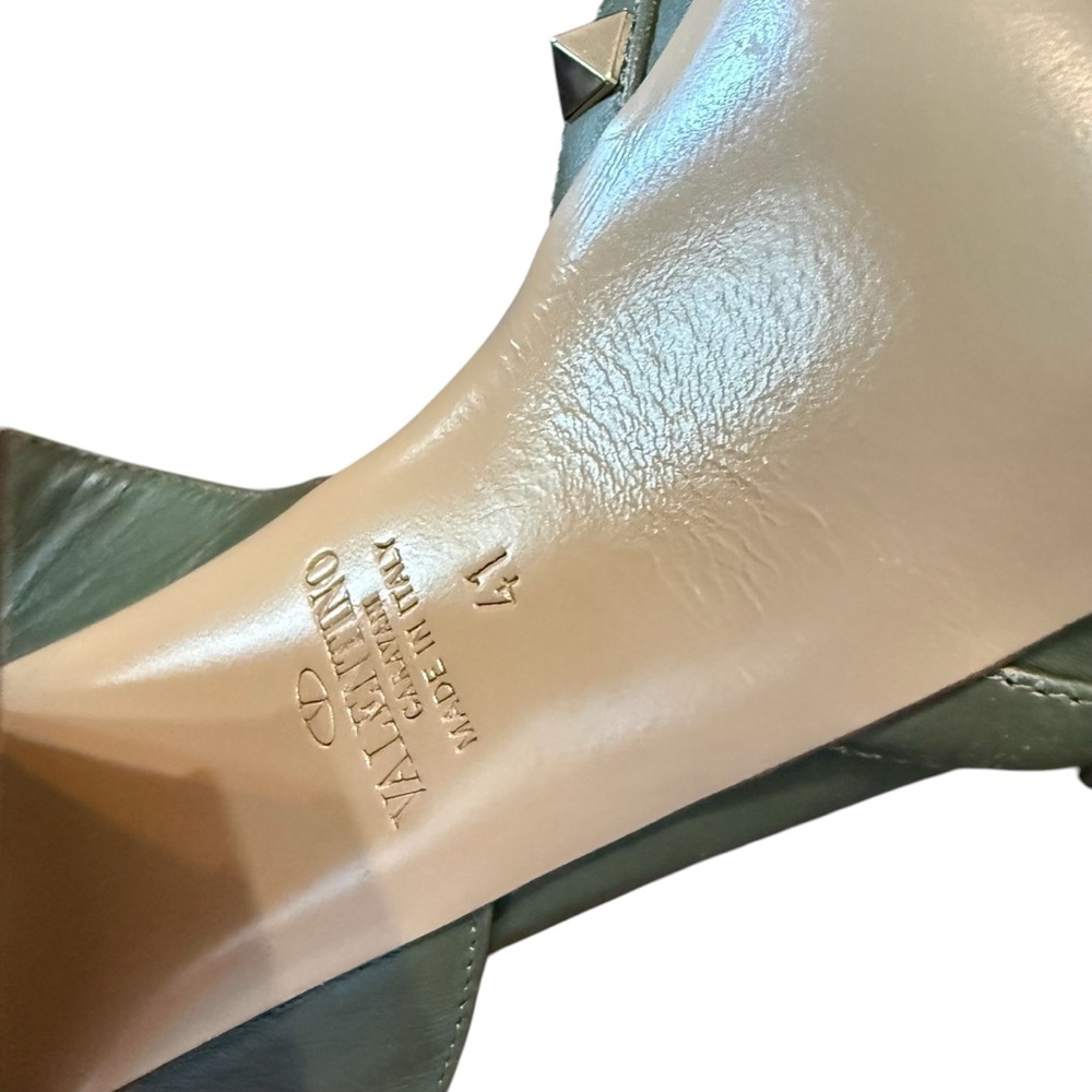 Valentino Garavani Rockstud Accent Green Leather Platform Sandals EU 41 US 11 - Picture 14 of 15